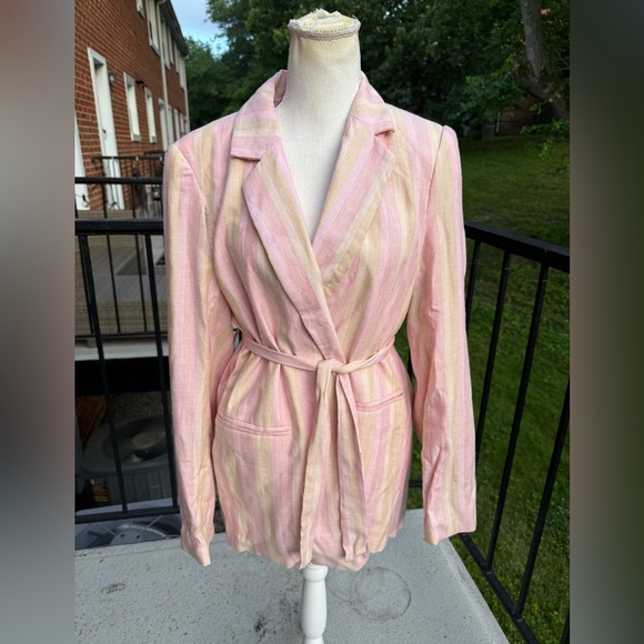 NWT See U Soon Stripe Linen Blend Blazer Size Large - Picture 8 of 13